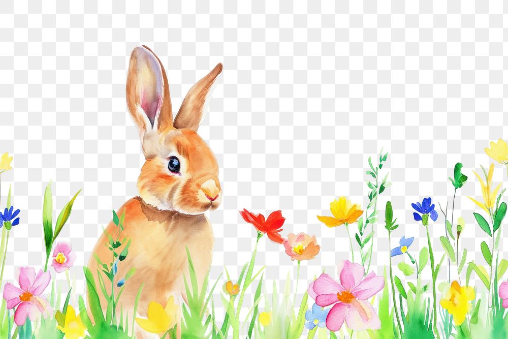 PNG  Rabbit with flower animal mammal nature.