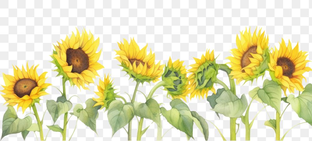 PNG  Sunflower nature plant white background.