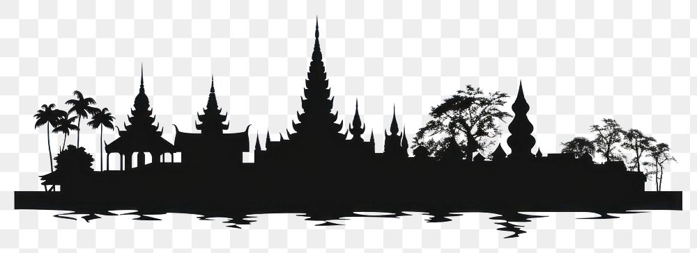 PNG Thai silhouette architecture building.
