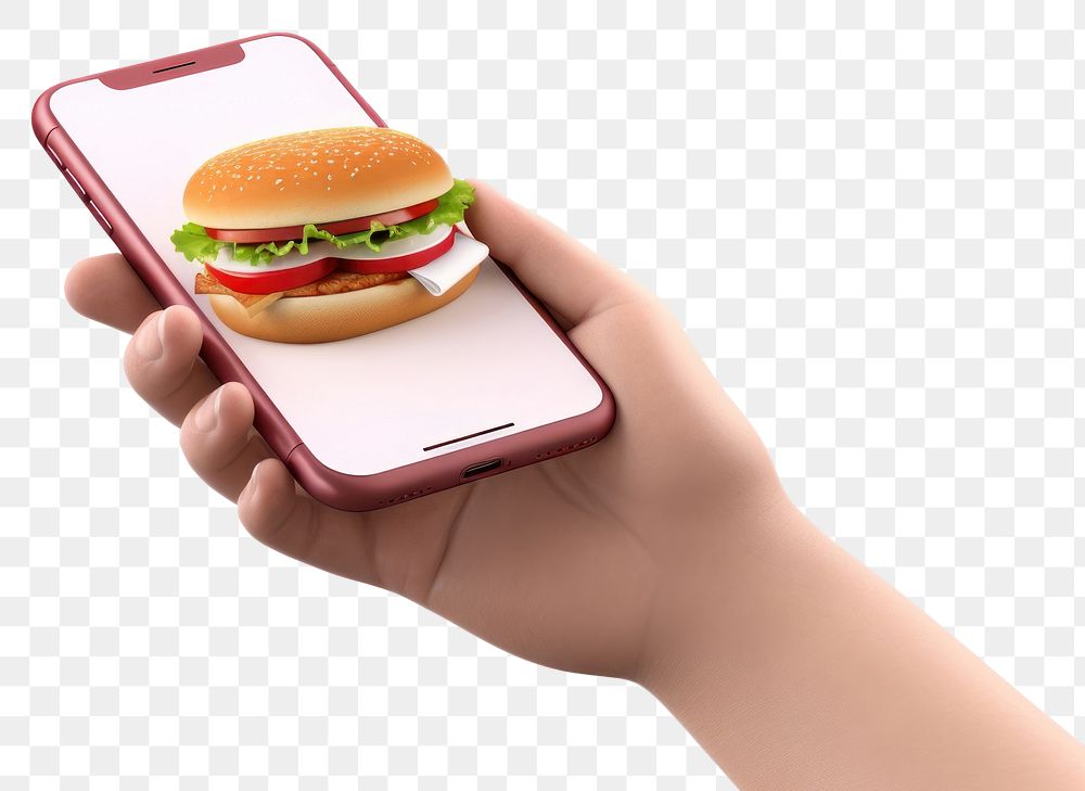 PNG A smartphone food holding hand.