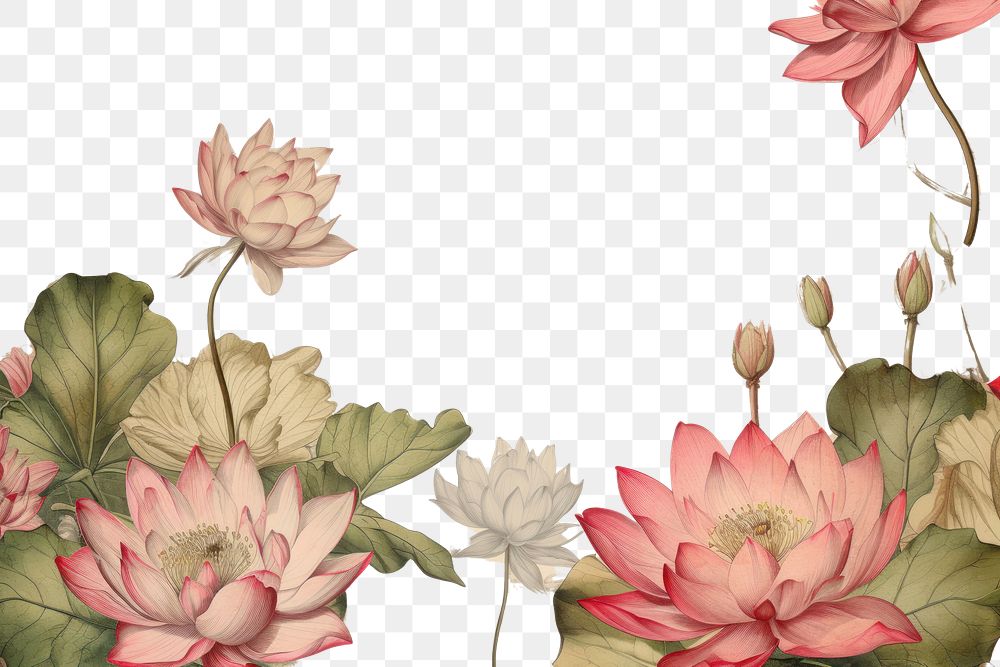 PNG Lotus flower border backgrounds pattern plant.