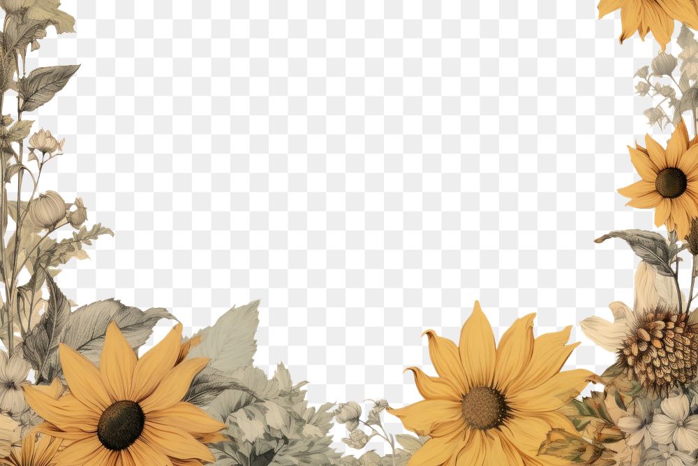 PNG Sunflower border backgrounds plant paper.