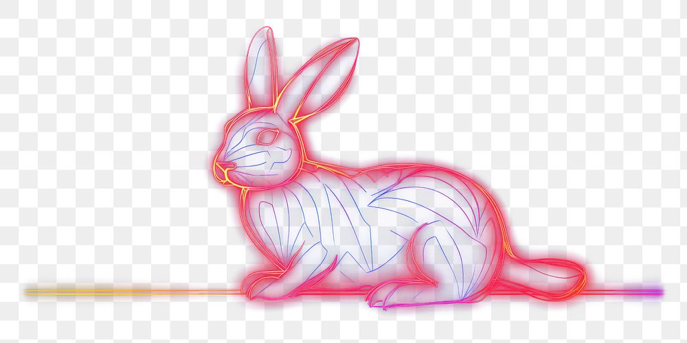 PNG Bunny border neon animal mammal. AI generated Image by rawpixel.