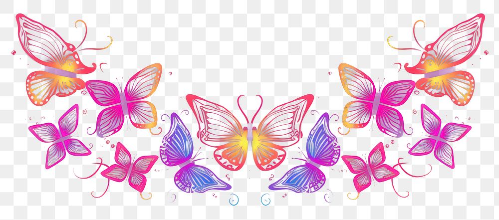PNG Butterflies border pattern purple neon. AI generated Image by rawpixel.