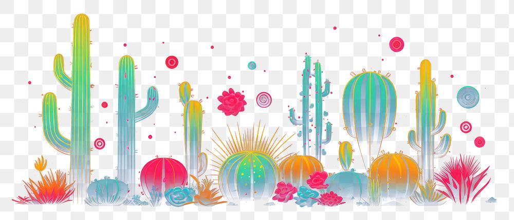 PNG Cactuses border outdoors plant art. AI generated Image by rawpixel.