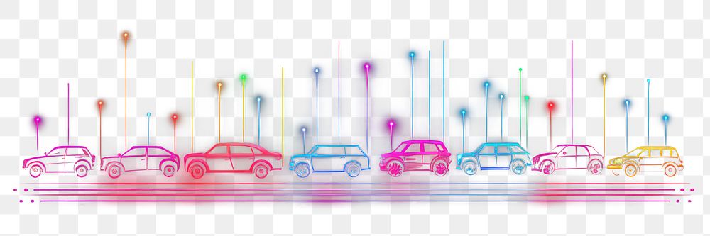 PNG Cars border neon vehicle light. AI generated Image by rawpixel.