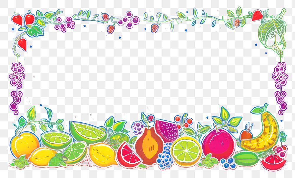 PNG Fruit border plant food art. AI generated Image by rawpixel.