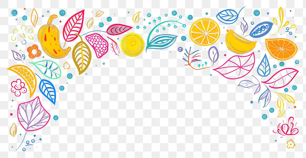 PNG Fruit border pattern line art. AI generated Image by rawpixel.