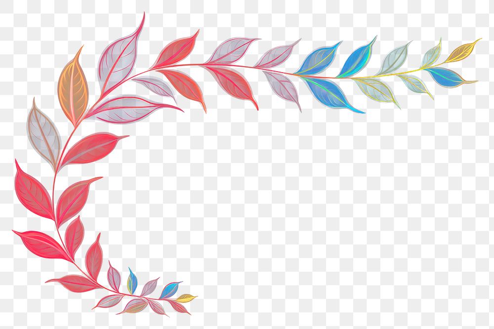 PNG Leaves border pattern line leaf. AI generated Image by rawpixel.