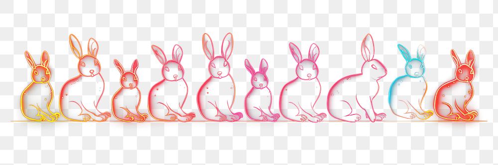 PNG Rabbits border animal mammal line. AI generated Image by rawpixel.