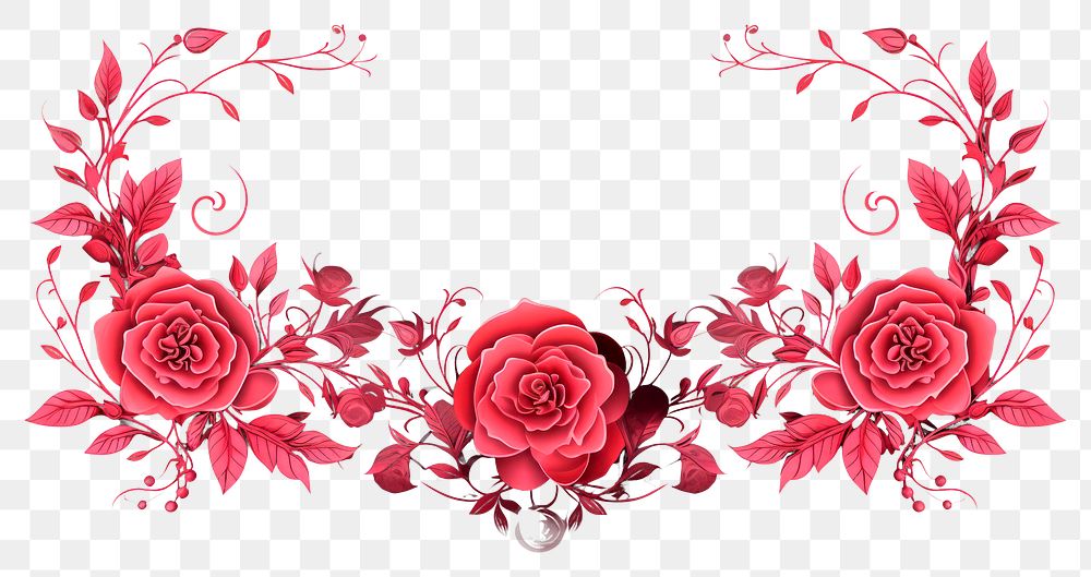 PNG Rose border pattern flower plant. AI generated Image by rawpixel.