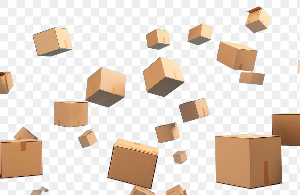 PNG  Brown cardboard boxes backgrounds carton blue. AI generated Image by rawpixel.