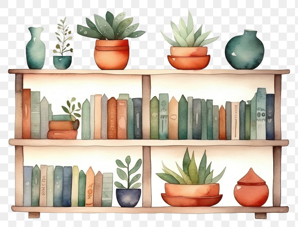 PNG Bookcase bookshelf furniture plant