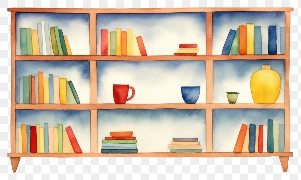 PNG Bookshelf furniture bookcase white background. AI generated Image by rawpixel.