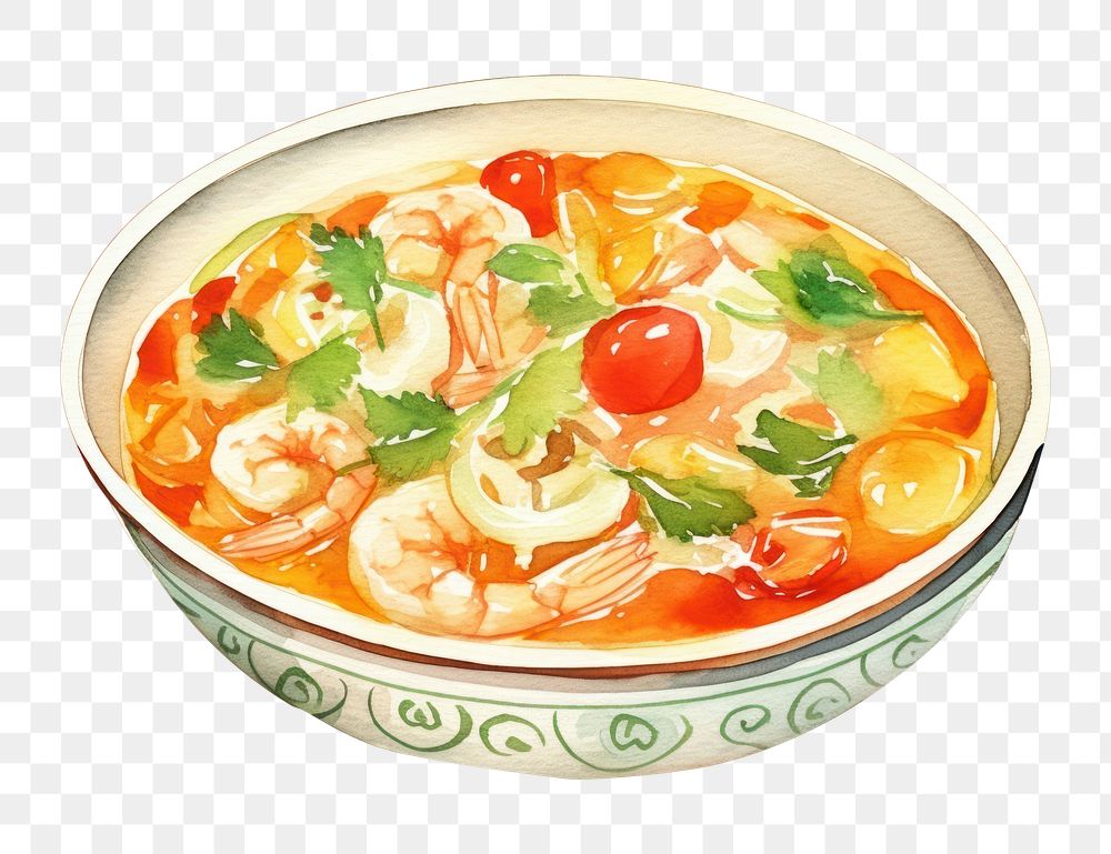 PNG Tom Yum Goong food dish soup. AI generated Image by rawpixel.