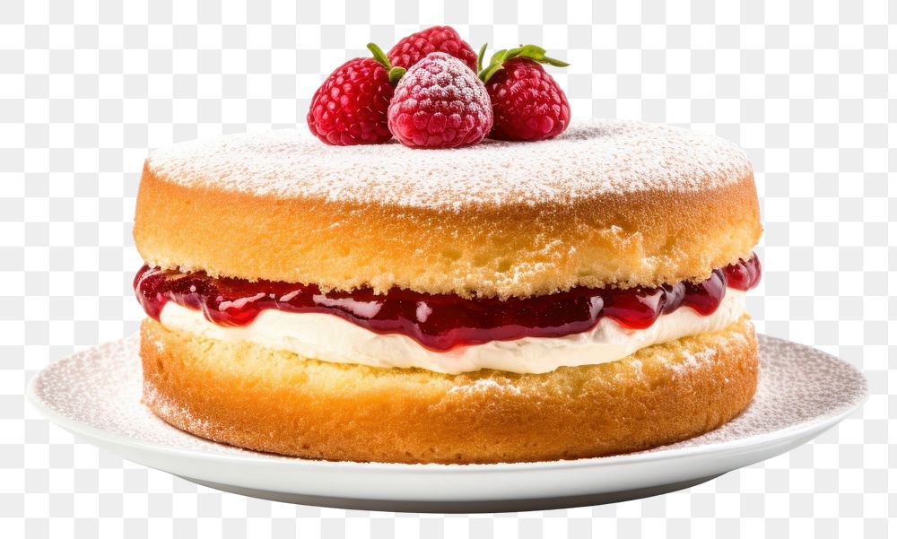 PNG Victoria Sponge Cake dessert raspberry pastry.