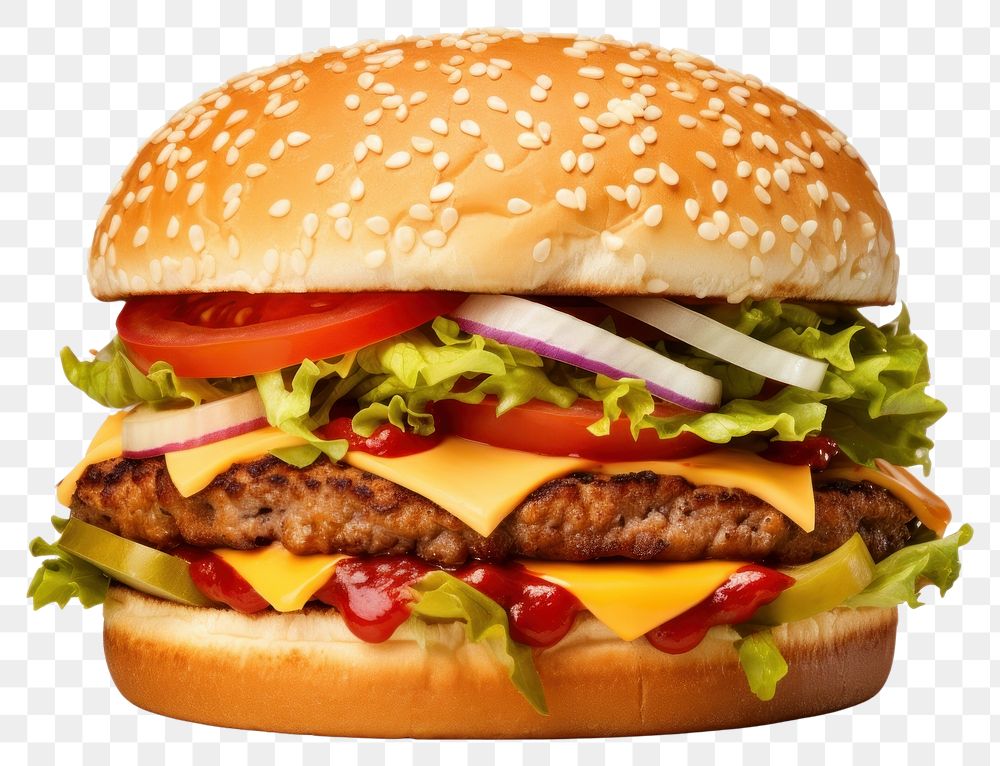 PNG  Beef cheese burger food hamburger vegetable. AI generated Image by rawpixel.