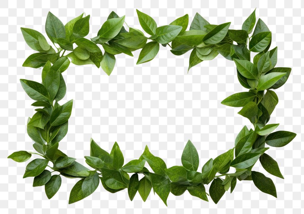 PNG  Frame of mini green leaves with center space wreath plant leaf. AI generated Image by rawpixel.