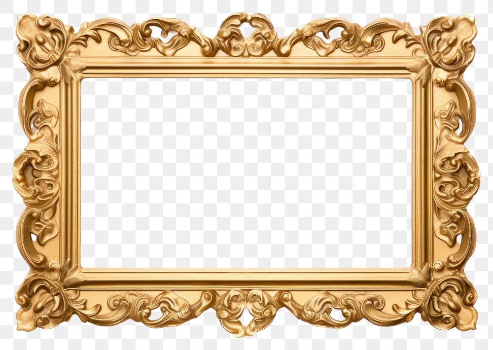 PNG  Golden picture frame backgrounds gold white background. AI generated Image by rawpixel.