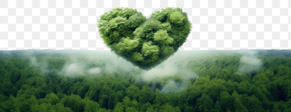 PNG  A heart shaped clouds with forest background sky landscape outdoors.