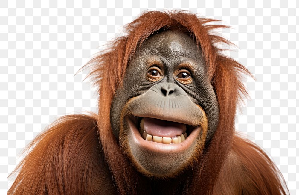 PNG Smiling orangutan wildlife mammal monkey. AI generated Image by rawpixel.