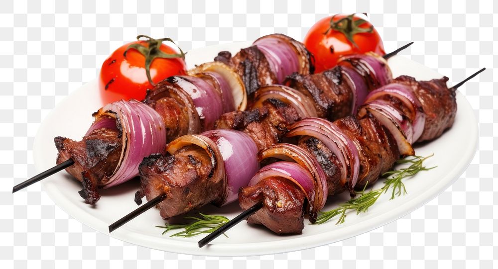 PNG Barbecue skewers grilling roasted tomato.