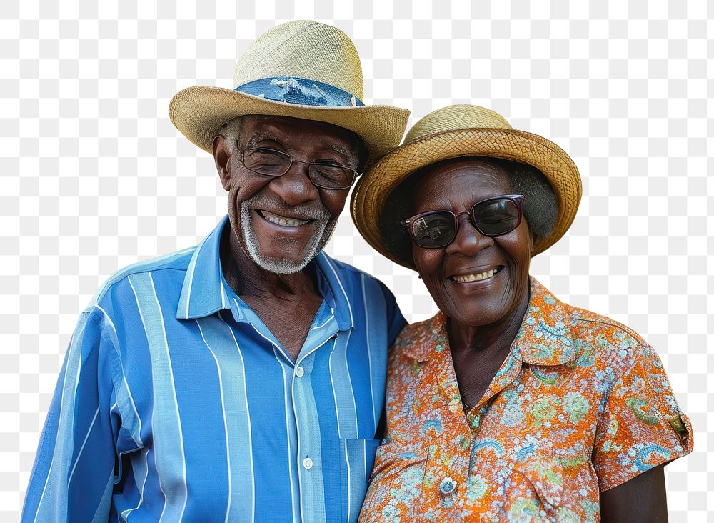 PNG Black elderly couple portrait glasses adult. AI generated Image by rawpixel.