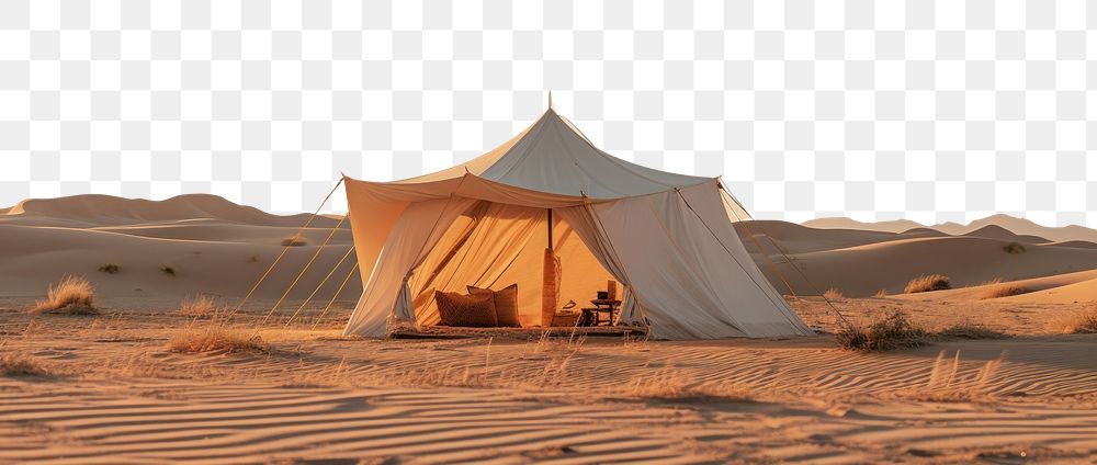 PNG Minimalist tent outdoors camping desert