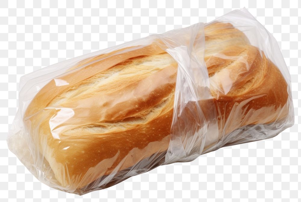 PNG  Plastic wrapping over a spoiled bread food white background viennoiserie.