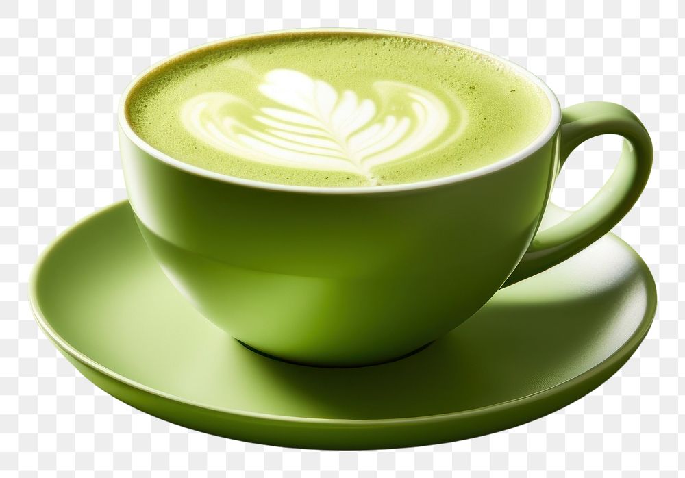 PNG Matcha latte coffee saucer drink. AI generated Image by rawpixel.