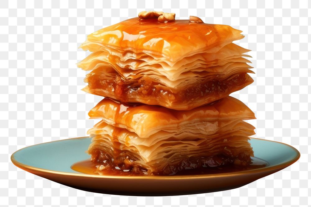 PNG Baklava dessert pastry plate. AI generated Image by rawpixel.