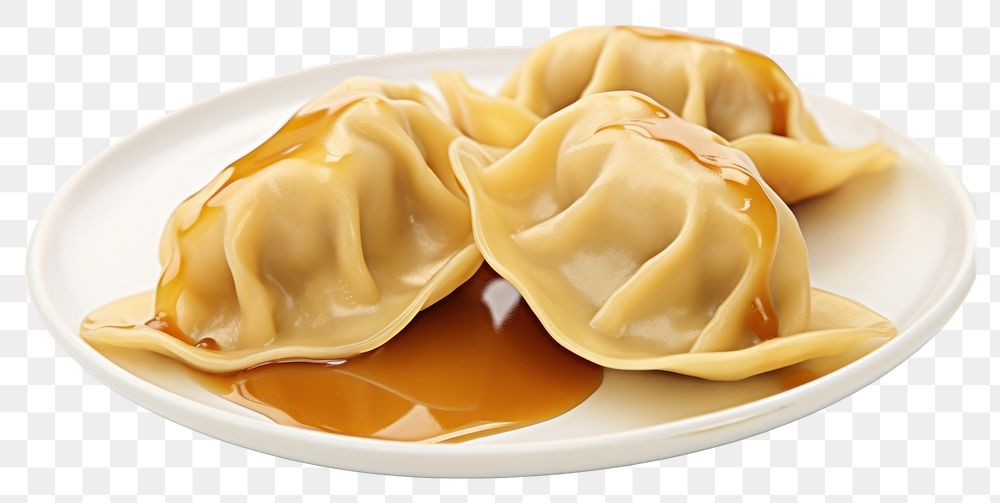 PNG Chinese dumplings plate food white background.