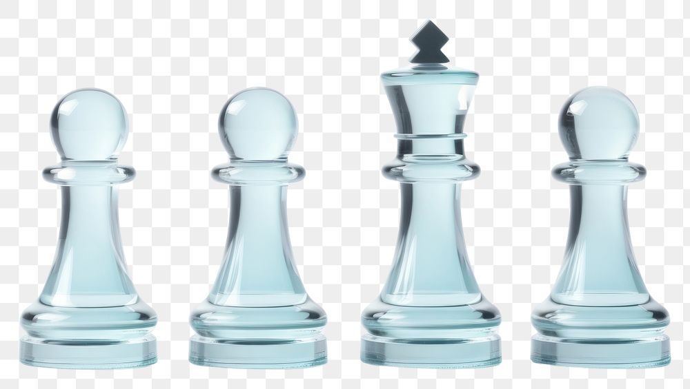 PNG 3d transparent glass style of chess game white background intelligence.