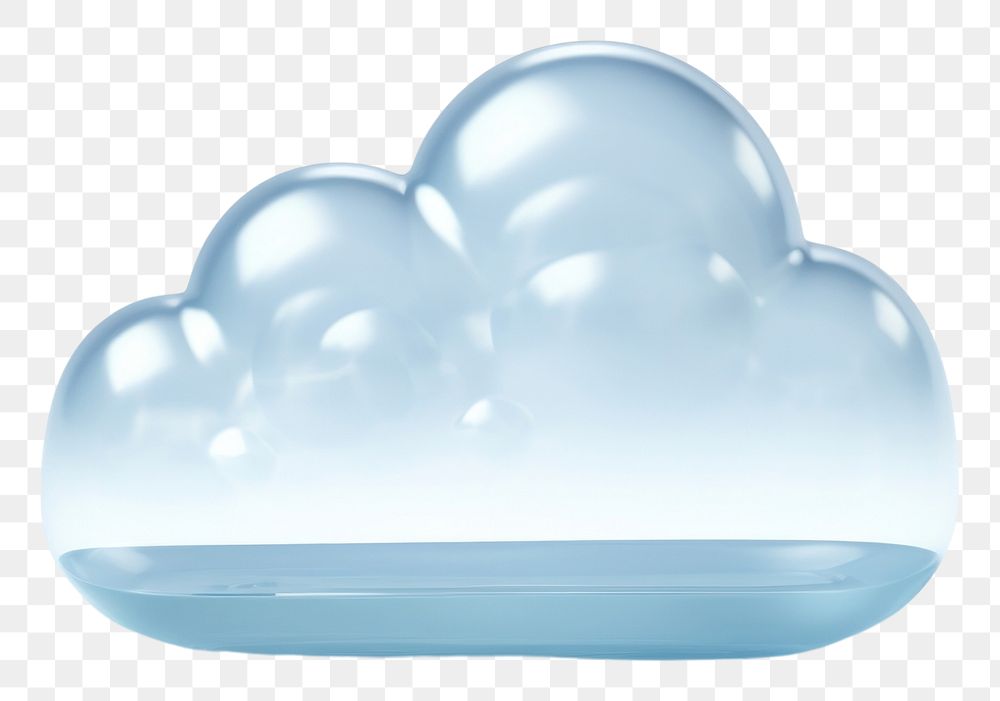 PNG 3d transparent glass style of cloud icon white porcelain iceberg.