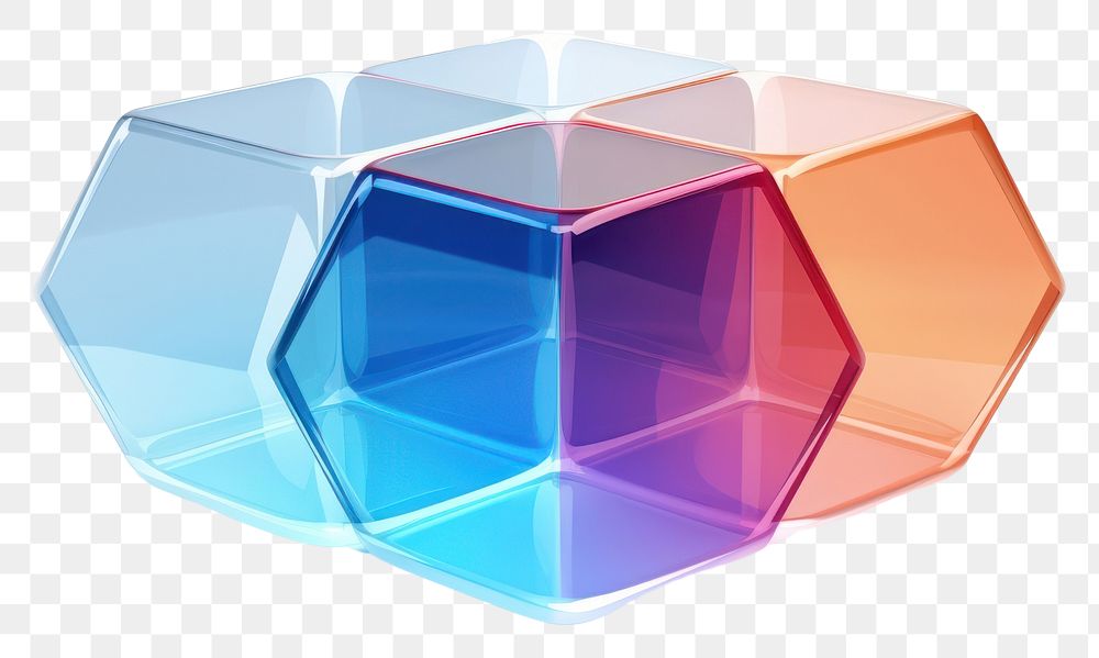 PNG 3d transparent glass style of hexagon toy white background futuristic.