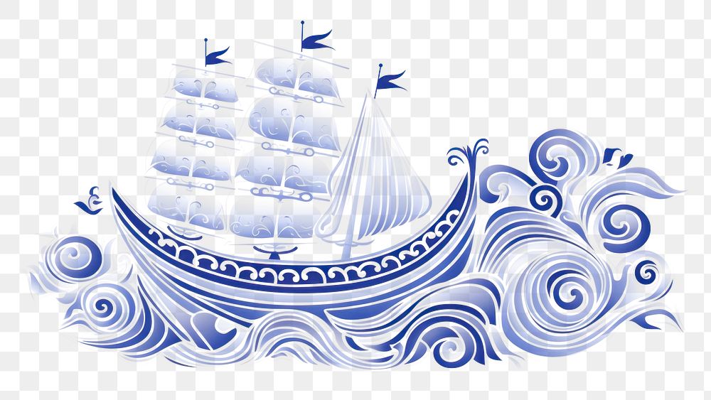 PNG Chinese boat sailboat vehicle pattern.