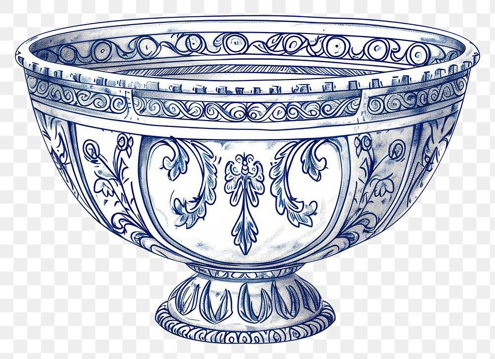 PNG  Antique of antiquities bowl porcelain drawing sketch.