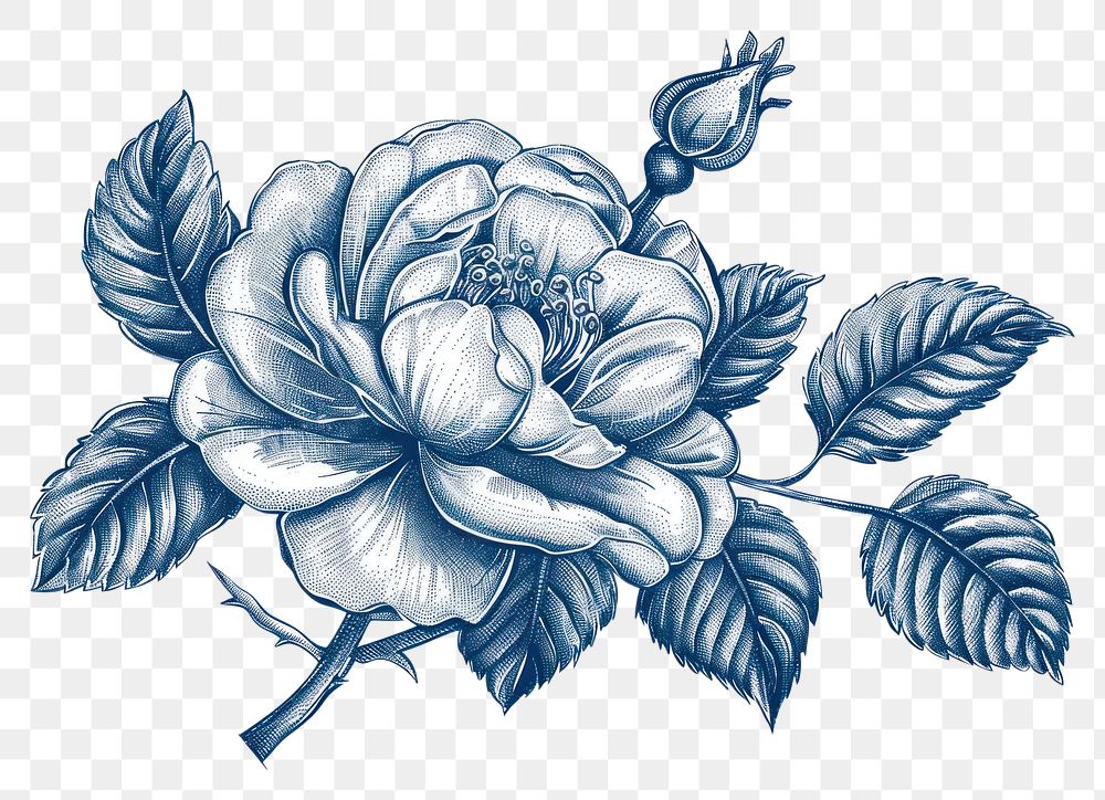 PNG  Antique of rose drawing sketch pattern.