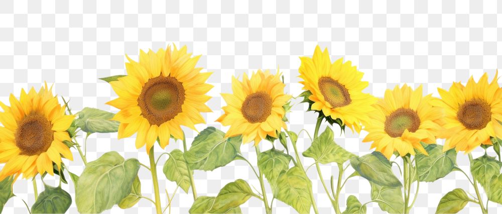 PNG Sunflower nature plant white background.