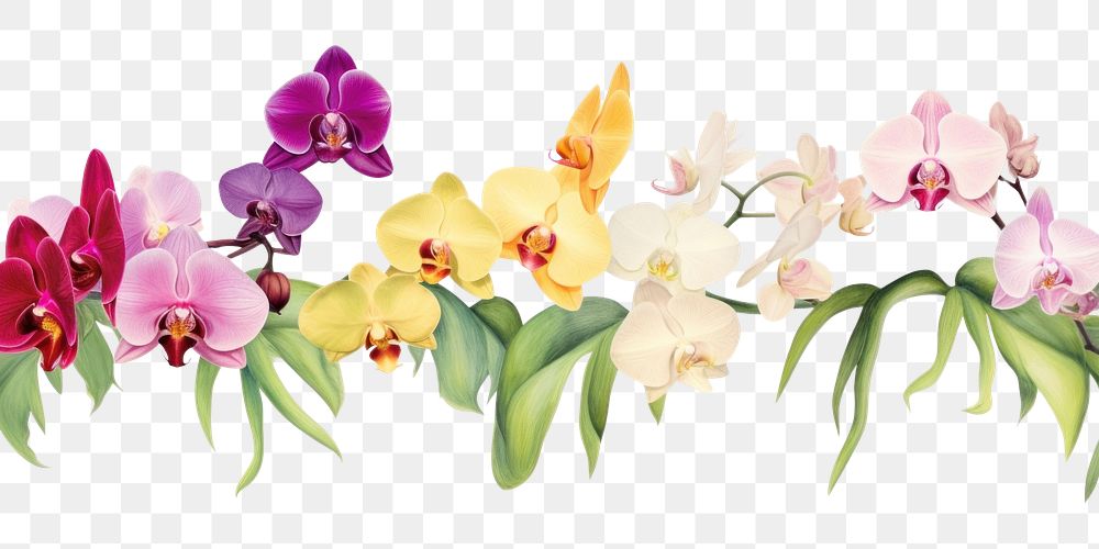 PNG Phalaenopsis orchids and leaves flower nature plant.
