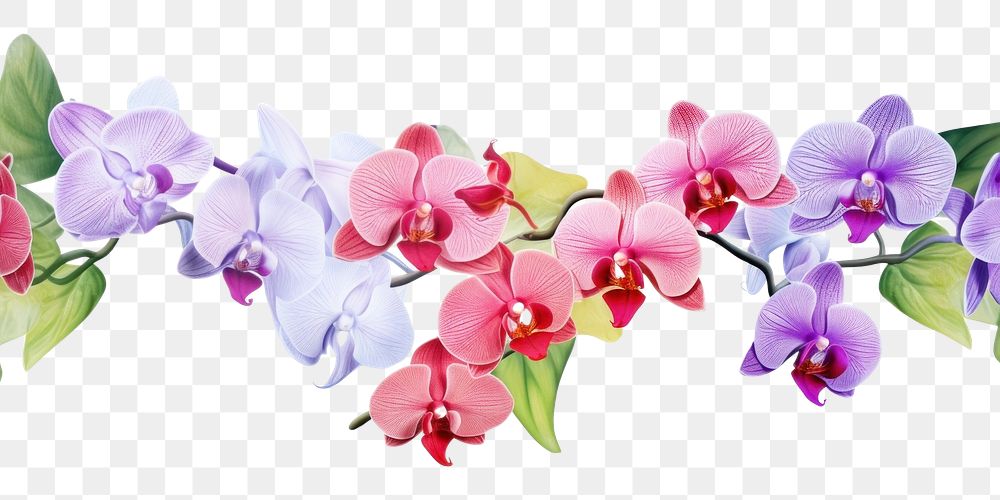PNG Phalaenopsis orchids and leaves flower nature plant.