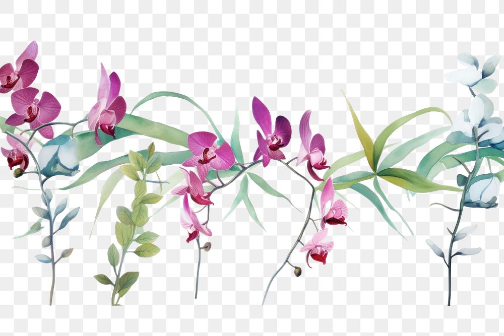 PNG Phalaenopsis orchids and leaves blossom flower nature.