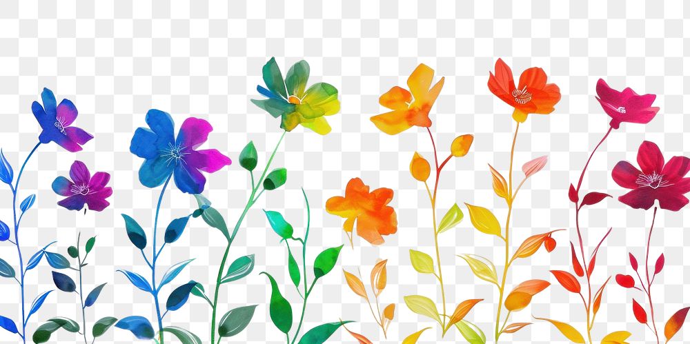 PNG Rainbow flowers backgrounds pattern nature.