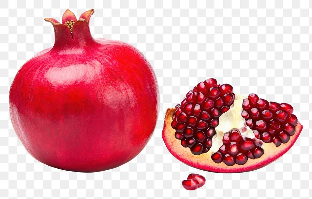 PNG Cut pomegranate fruit plant food red.
