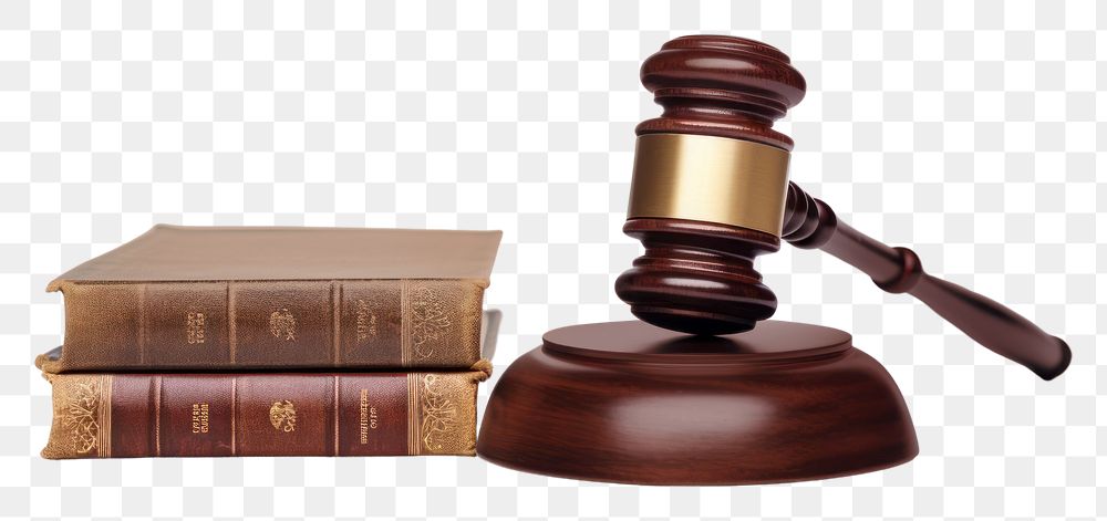 PNG Photo of a wooden judge gavel on a law book publication courthouse bookshelf. AI generated Image by rawpixel.