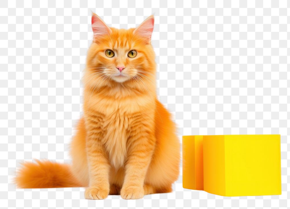 PNG Furry light orange cat sitting mammal animal.