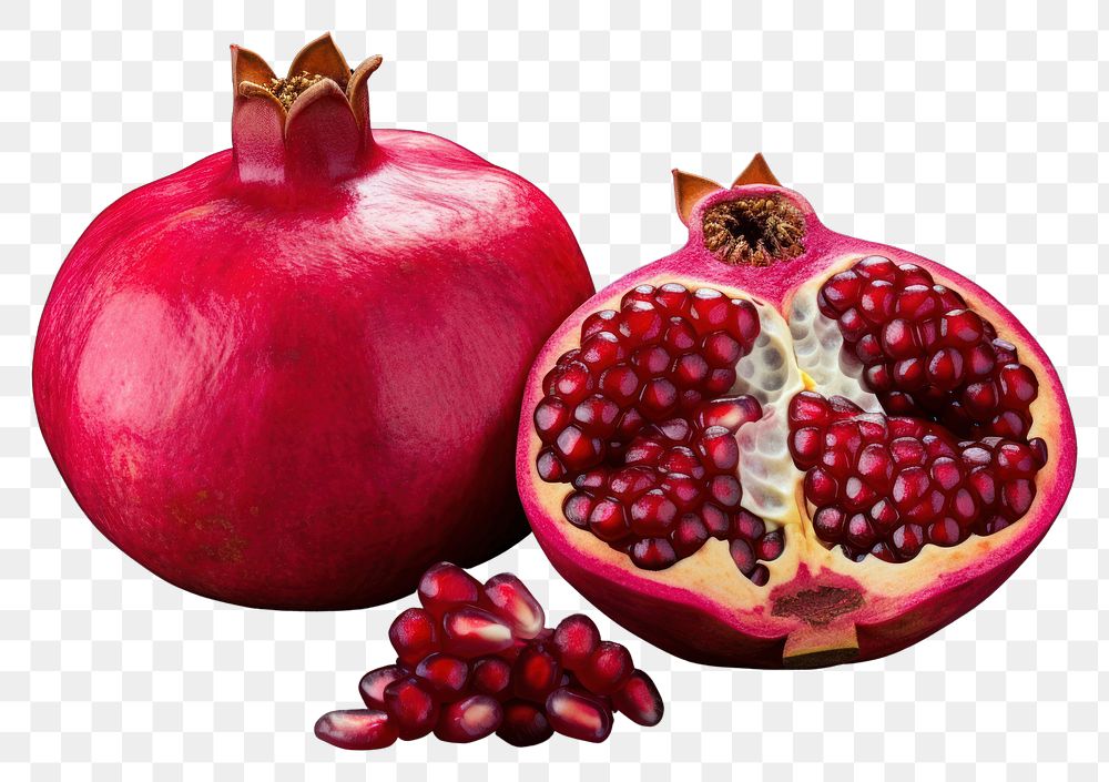PNG Half cut pomegranate fruit apple plant food.