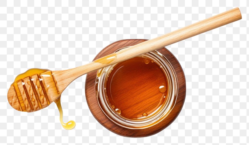 PNG Honey jar spoon food wood.