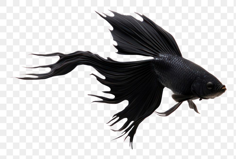 PNG  A black gold fish animal motion bird.