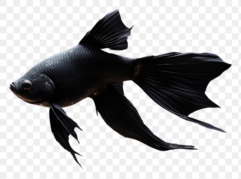 PNG  A black gold fish animal underwater monochrome.
